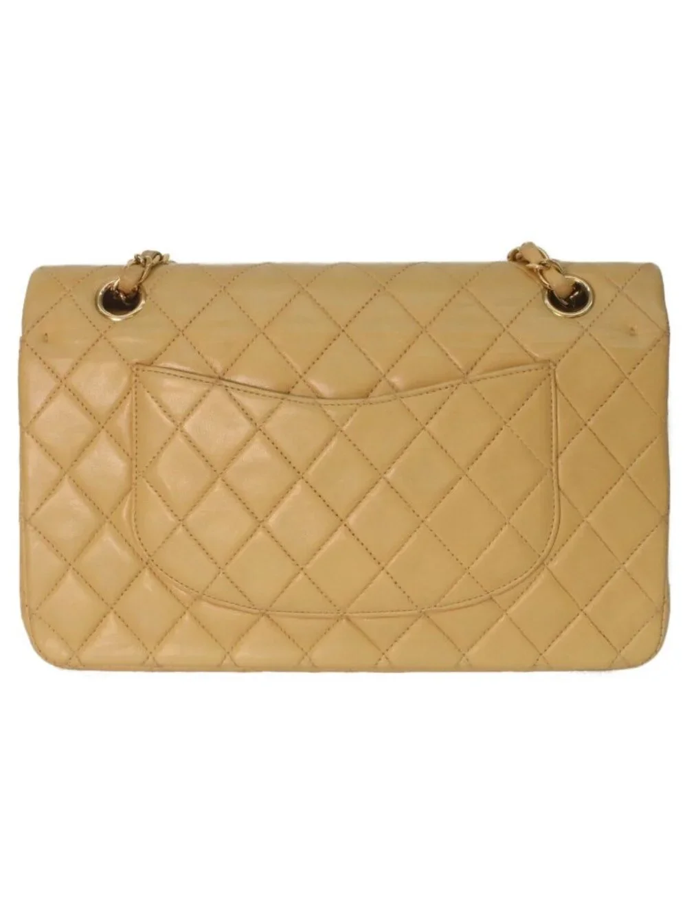 Chanel Beige Lamb Gold Quilted 25 Shoulder Bag